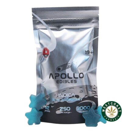 Apollo Edibles - Blue Raspberry Shooting Stars 3000mg THC Indica - West Coast Cannabis