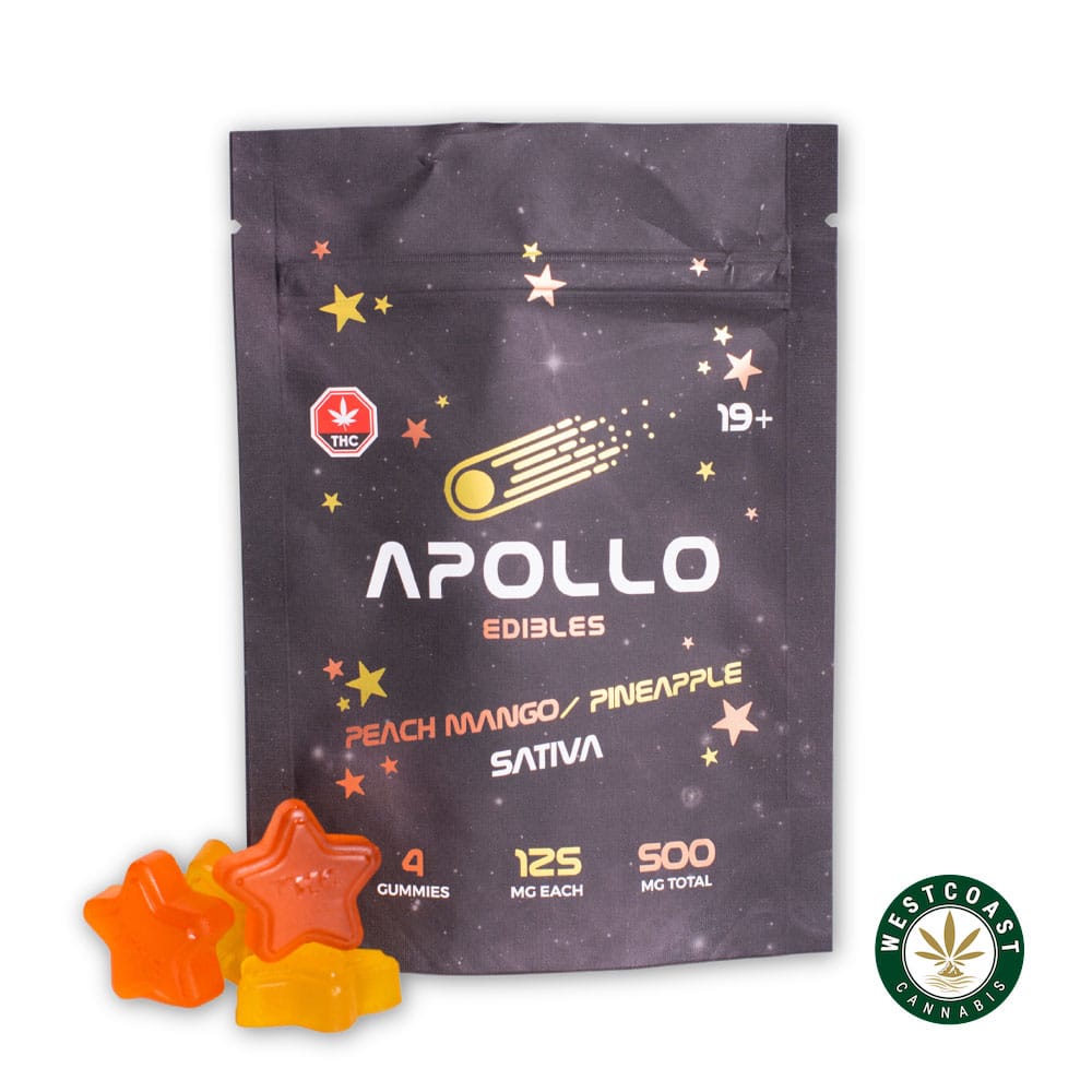 Apollo Edibles - Peach Mango/Pineapple Shooting Stars 500mg THC Sativa - West Coast Cannabis Apollo Edibles - Peach Mango/Pineapple Shooting Stars 500mg THC Sativa - West Coast Cannabis