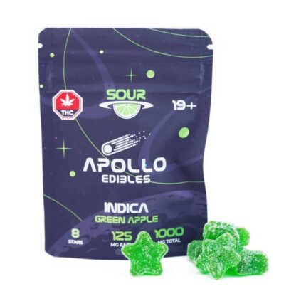 Apollo Edibles - Sour Green Apple Shooting Stars 1000mg THC Indica - West Coast Cannabis