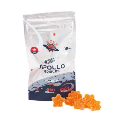 Apollo Edibles - Sour Peach Shooting Stars 3000mg THC Indica - West Coast Cannabis