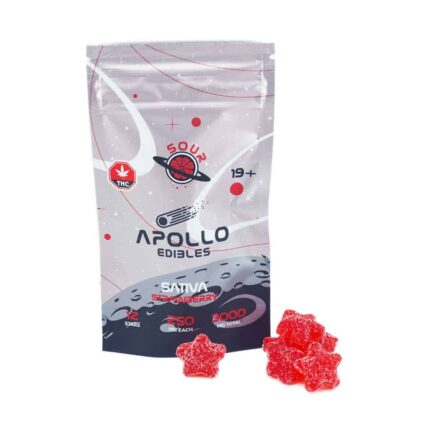 Apollo Edibles - Sour Strawberry Shooting Stars 3000mg THC Sativa - West Coast Cannabis