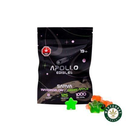 Apollo Edibles - Watermelon/Green Apple Shooting Stars 1000mg THC Sativa - West Coast Cannabis