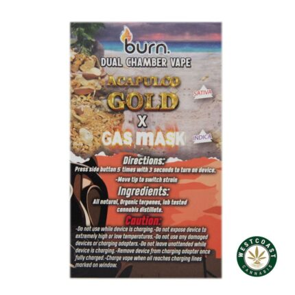 Burn Extracts - Dual Chamber Disposable Vape - Acapulco Gold + Gas Mask (3+3 Gram) - West Coast Cannabis