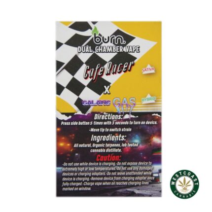 Burn Extracts - Dual Chamber Disposable Vape - Cafe Racer + Galactic Gas (3+3 Gram) - West Coast Cannabis