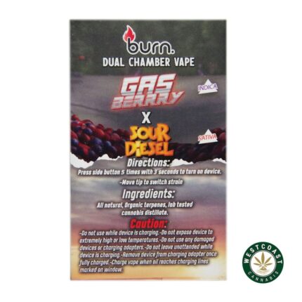 Burn Extracts - Dual Chamber Disposable Vape - Gas Berry + Sour Diesel (3+3 Gram) - West Coast Cannabis