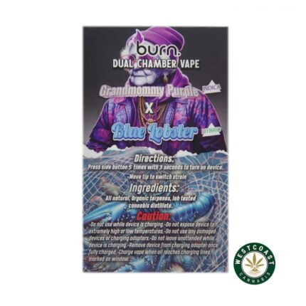 Burn Extracts - Dual Chamber Disposable Vape - Grandmommy Purple + Blue Lobster (3+3 Gram) - West Coast Cannabis