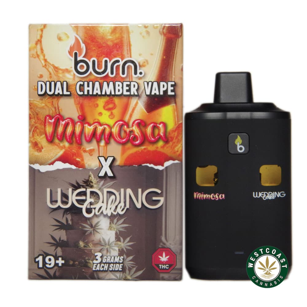 Burn Extracts - Dual Chamber Disposable Vape - Mimosa + Wedding Cake (3+3 Gram) - West Coast Cannabis Burn Extracts - Dual Chamber Disposable Vape - Mimosa + Wedding Cake (3+3 Gram) - West Coast Cannabis