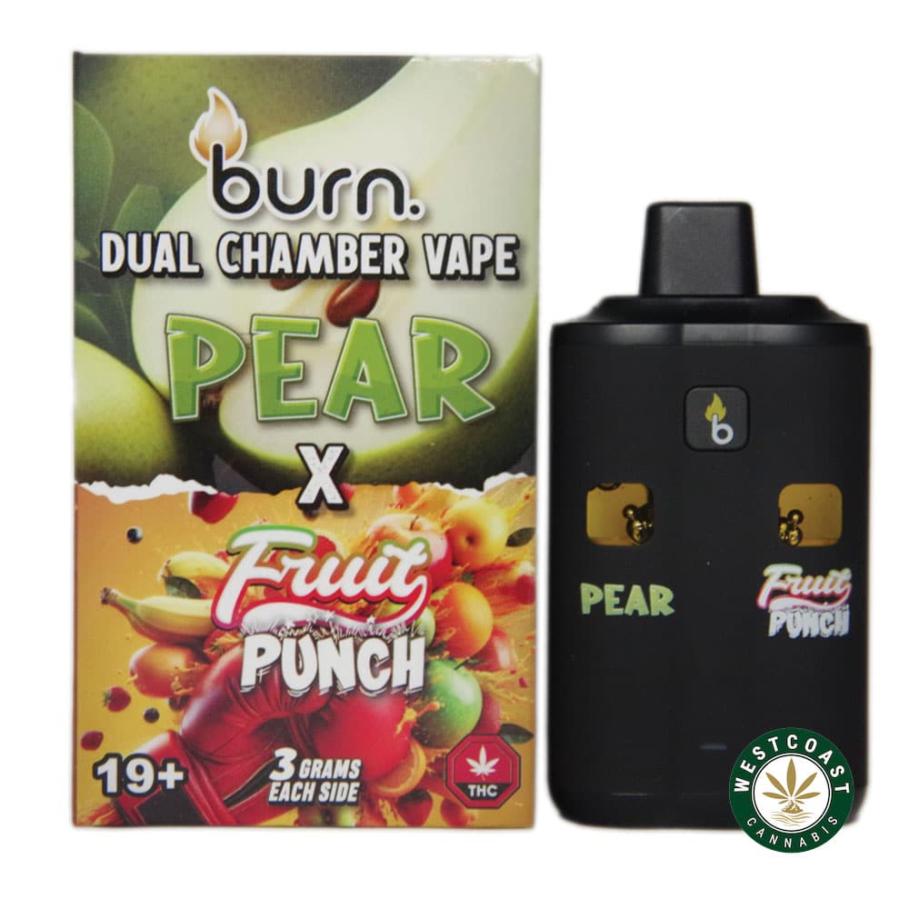 Burn Extracts - Dual Chamber Disposable Vape - Pear + Fruit Punch (3+3 Gram) - West Coast Cannabis Burn Extracts - Dual Chamber Disposable Vape - Pear + Fruit Punch (3+3 Gram) - West Coast Cannabis