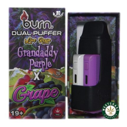 Burn Extracts - Dual Puffer – Live Resin Grandaddy Purple x Grape (2 Grams + 2 Gram) - West Coast Cannabis
