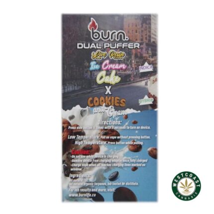 Burn Extracts - Dual Puffer – Live Resin Ice Cream Cake x Cookies and Cream (2 Grams + 2 Grams) - West Coast Cannabis