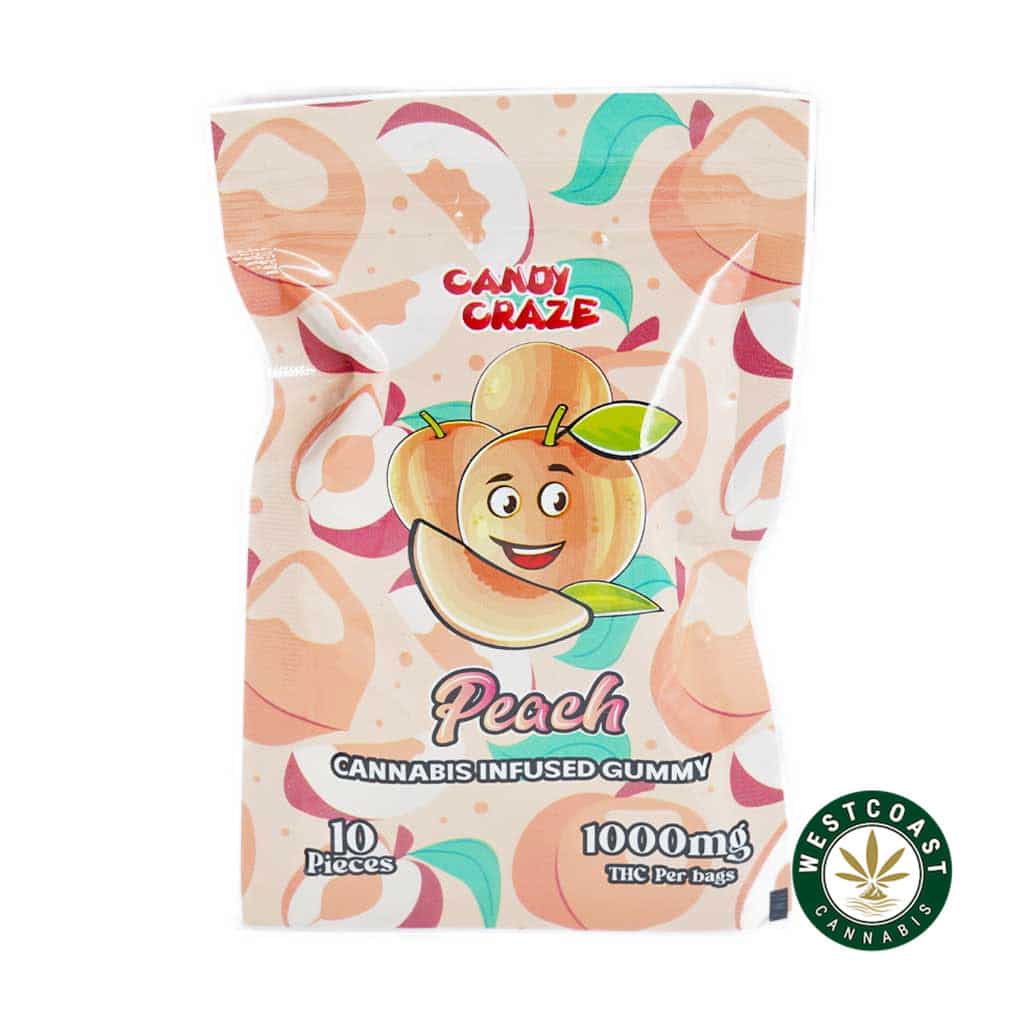 Candy Craze Edibles - Peach Gummy 1000mg THC - West Coast Cannabis Candy Craze Edibles - Peach Gummy 1000mg THC - West Coast Cannabis