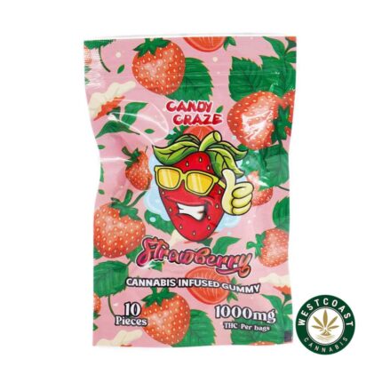Candy Craze Edibles - Strawberry Gummy 1000mg THC - West Coast Cannabis