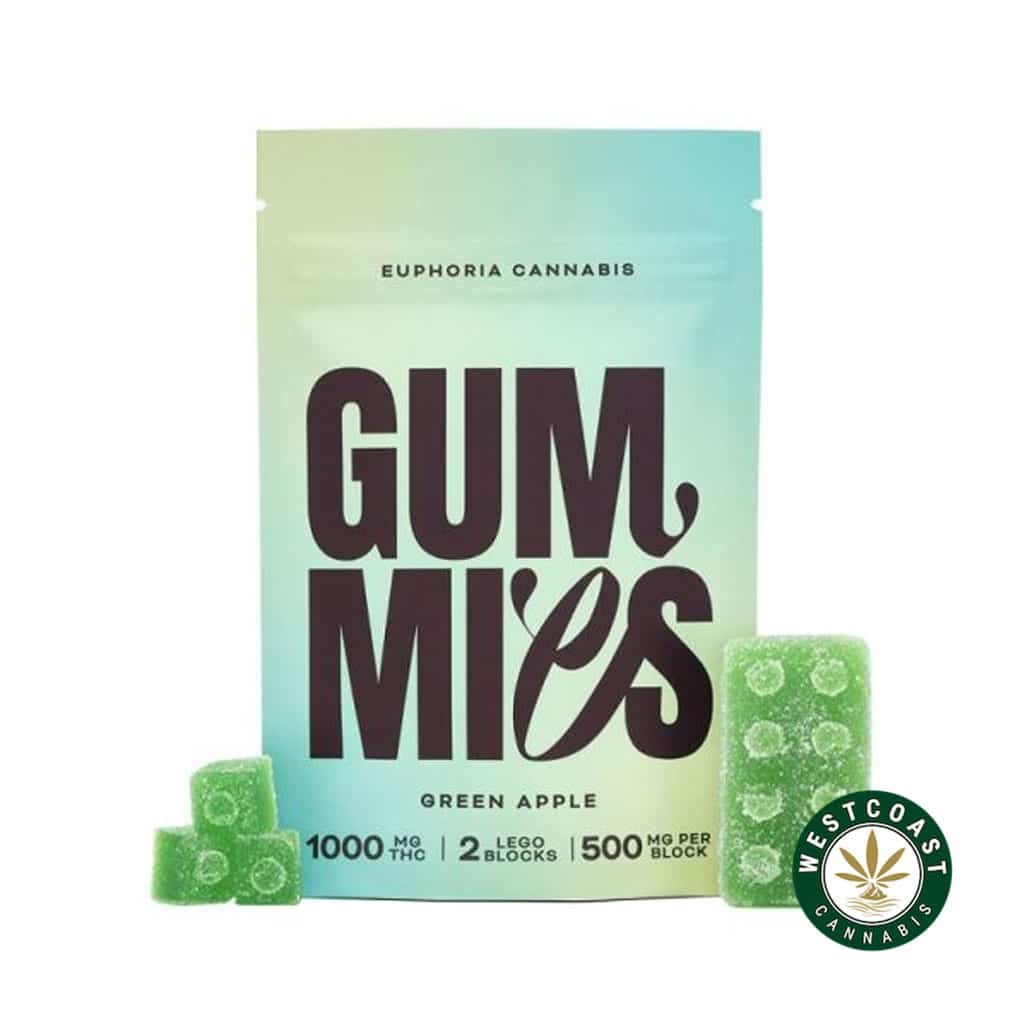 Euphoria Cannabis - Green Apple Gummies 1000mg THC - West Coast Cannabis Euphoria Cannabis - Green Apple Gummies 1000mg THC - West Coast Cannabis