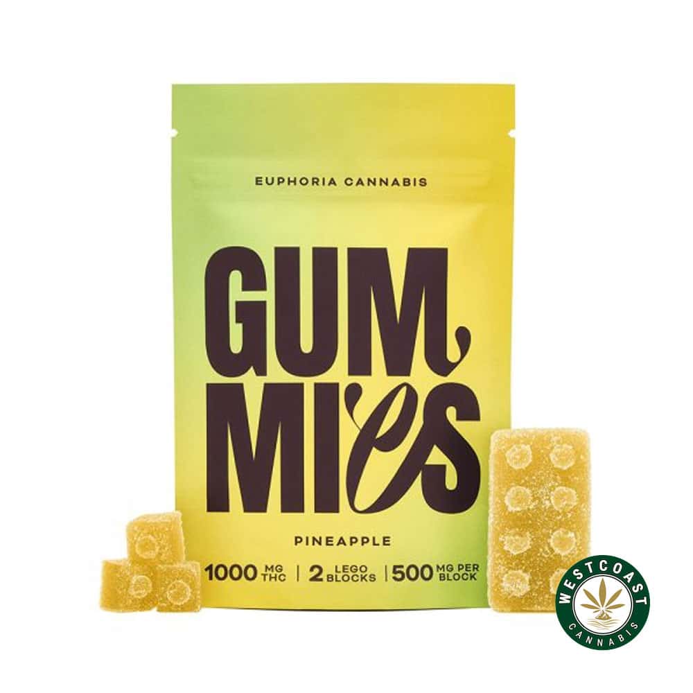 Euphoria Cannabis - Pineapple Gummies 1000mg THC - West Coast Cannabis Euphoria Cannabis - Pineapple Gummies 1000mg THC - West Coast Cannabis