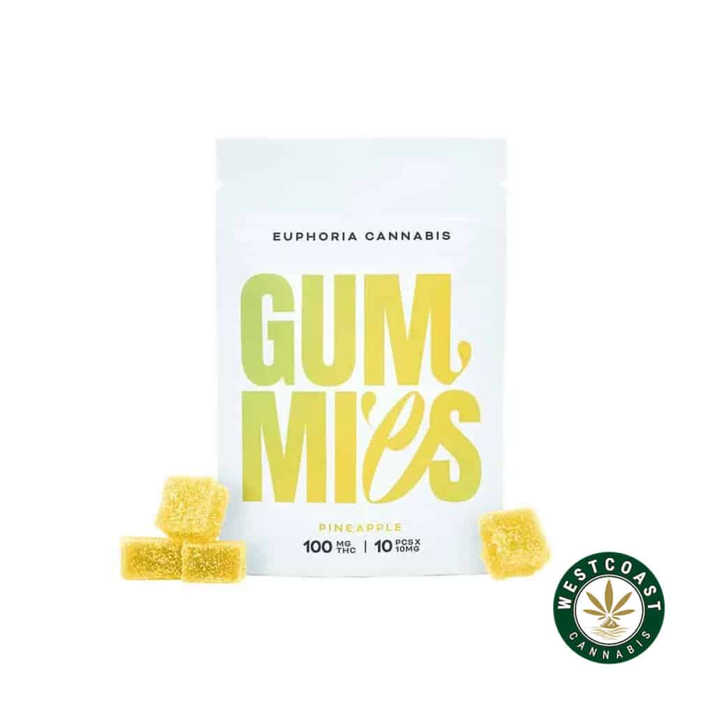 Euphoria Cannabis - Pineapple Gummies 100mg THC - West Coast Cannabis Euphoria Cannabis - Pineapple Gummies 100mg THC - West Coast Cannabis