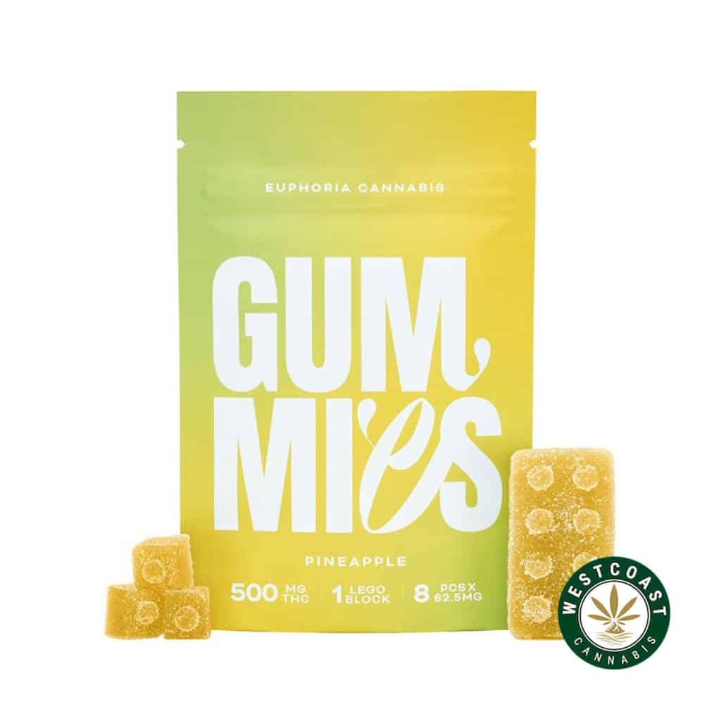 Euphoria Cannabis - Pineapple Gummies 500mg THC - West Coast Cannabis Euphoria Cannabis - Pineapple Gummies 500mg THC - West Coast Cannabis