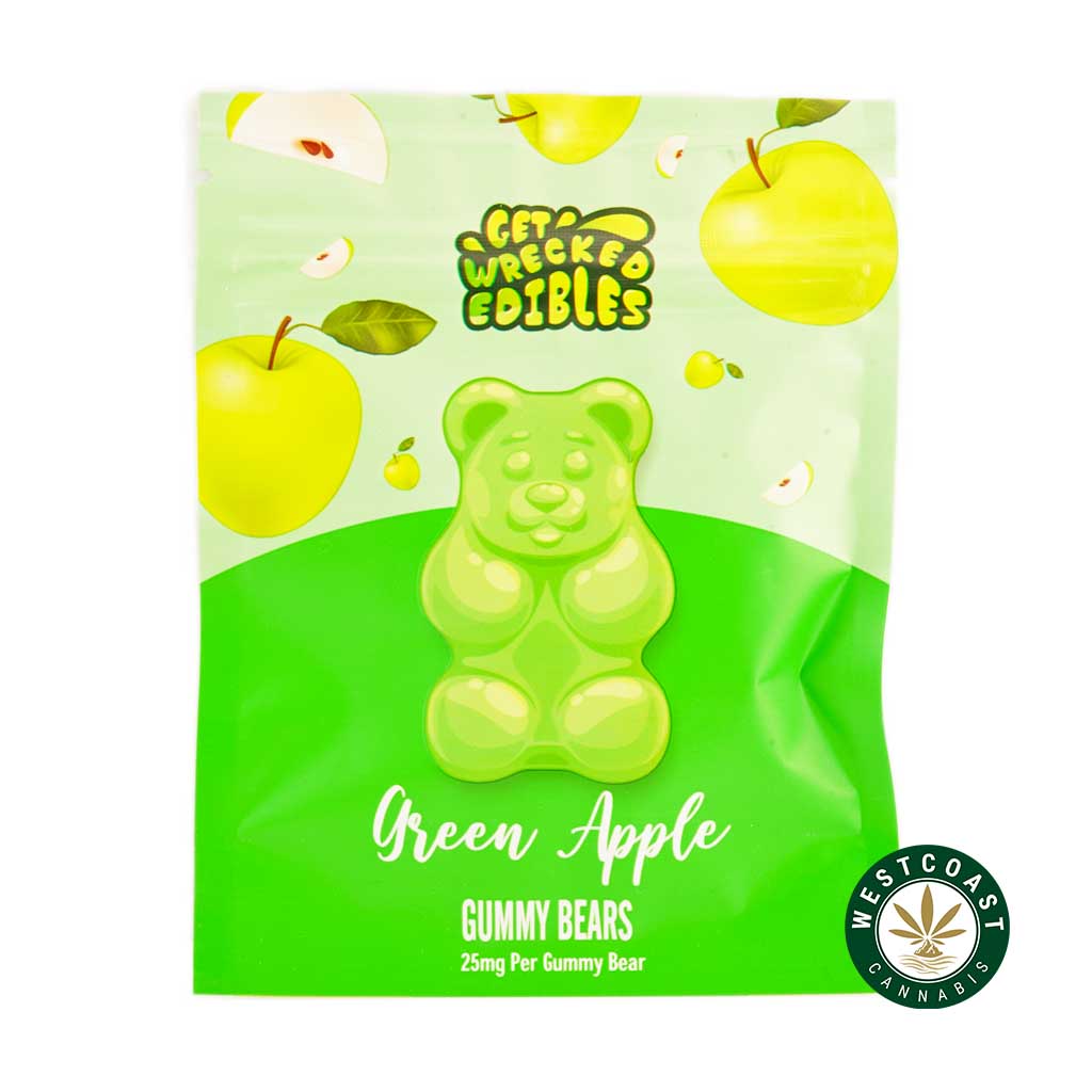 Get Wrecked Edibles - Green Apple Gummy Bears 300mg THC - West Coast Cannabis Get Wrecked Edibles - Green Apple Gummy Bears 300mg THC - West Coast Cannabis