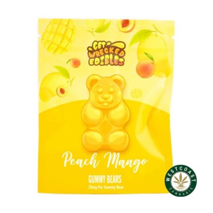 Get Wrecked Edibles - Peach Mango Gummy Bears 300mg THC - West Coast Cannabis