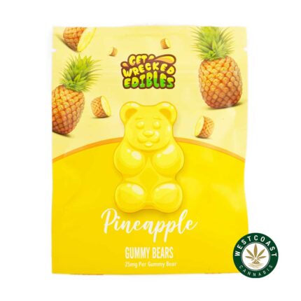 Get Wrecked Edibles - Pineapple Gummy Bears 300mg THC - West Coast Cannabis