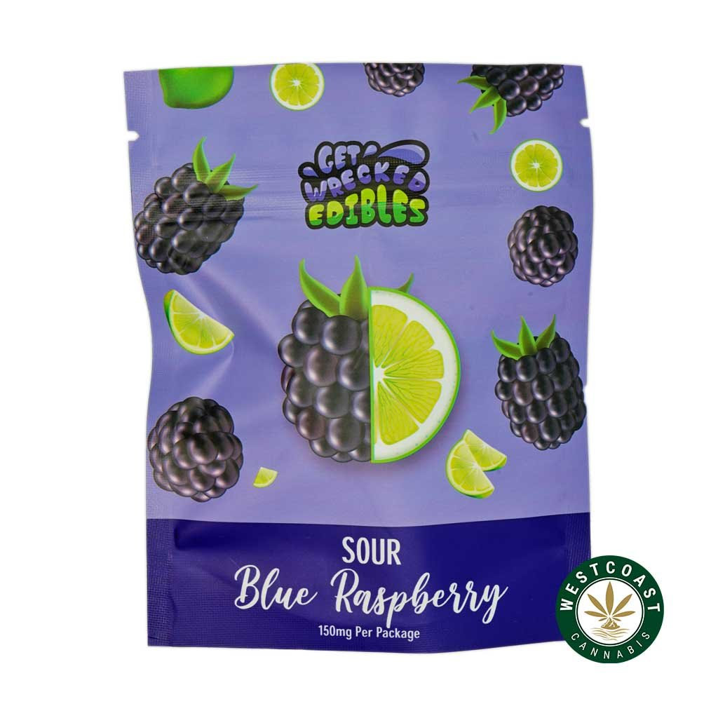 Get Wrecked Edibles - Sour Blue Raspberry 300mg THC - West Coast Cannabis Get Wrecked Edibles - Sour Blue Raspberry 300mg THC - West Coast Cannabis