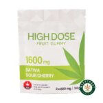 High Dose Fruit Gummy - Extreme Strength Sour Cherry 1600mg THC (Sativa) - West Coast Cannabis