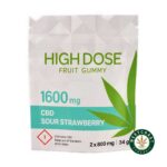 High Dose Fruit Gummy - Extreme Strength Sour Strawberry 1600mg CBD - West Coast Cannabis