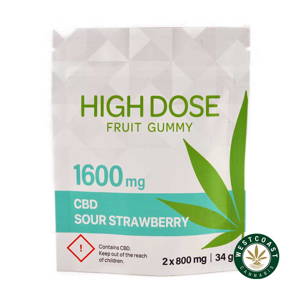 High Dose Fruit Gummy - Extreme Strength Sour Strawberry 1600mg CBD - West Coast Cannabis High Dose Fruit Gummy - Extreme Strength Sour Strawberry 1600mg CBD - West Coast Cannabis