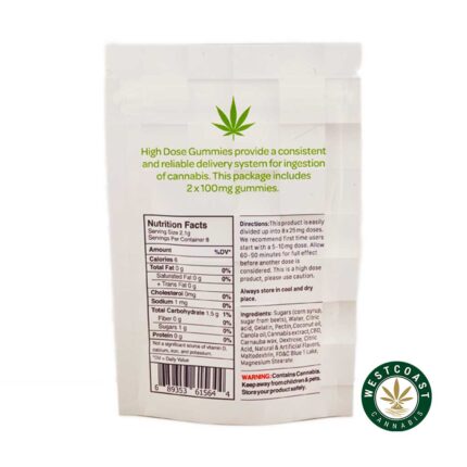 High Dose Fruit Gummy - Sour Raspberry 200mg THC (Indica) - West Coast Cannabis