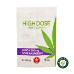 High Dose Fruit Gummy - Sour Raspberry 200mg THC (Indica) - West Coast Cannabis