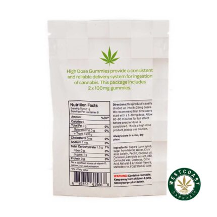 High Dose Fruit Gummy - Sour Strawberry 200mg CBD - West Coast Cannabis