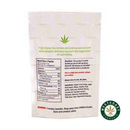 High Dose Fruit Gummy - Super Strength Sour Raspberry 800mg THC (Indica) - West Coast Cannabis