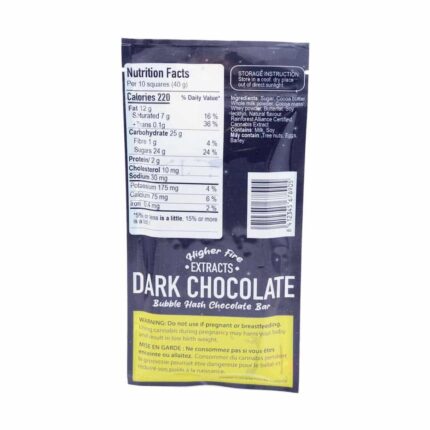 Higher Fire Extracts - Bubble Hash Chocolate Bar - Dark 1000mg THC - West Coast Cannabis