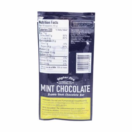 Higher Fire Extracts - Bubble Hash Chocolate Bar - Mint 2000mg THC - West Coast Cannabis