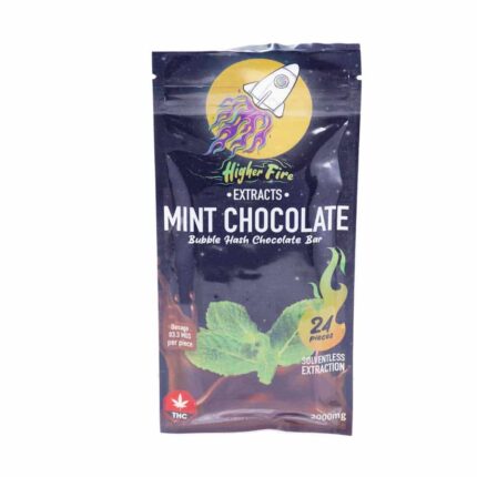 Higher Fire Extracts - Bubble Hash Chocolate Bar - Mint 2000mg THC - West Coast Cannabis