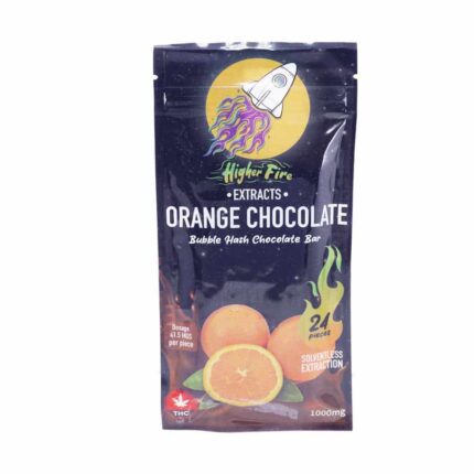 Higher Fire Extracts - Bubble Hash Chocolate Bar - Orange 1000mg THC - West Coast Cannabis