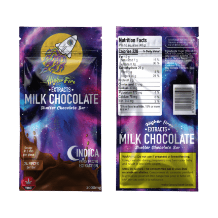 Higher Fire Extracts - Shatter Chocolate Bar - Milk Chocolate 1000mg THC (Indica) - West Coast Cannabis