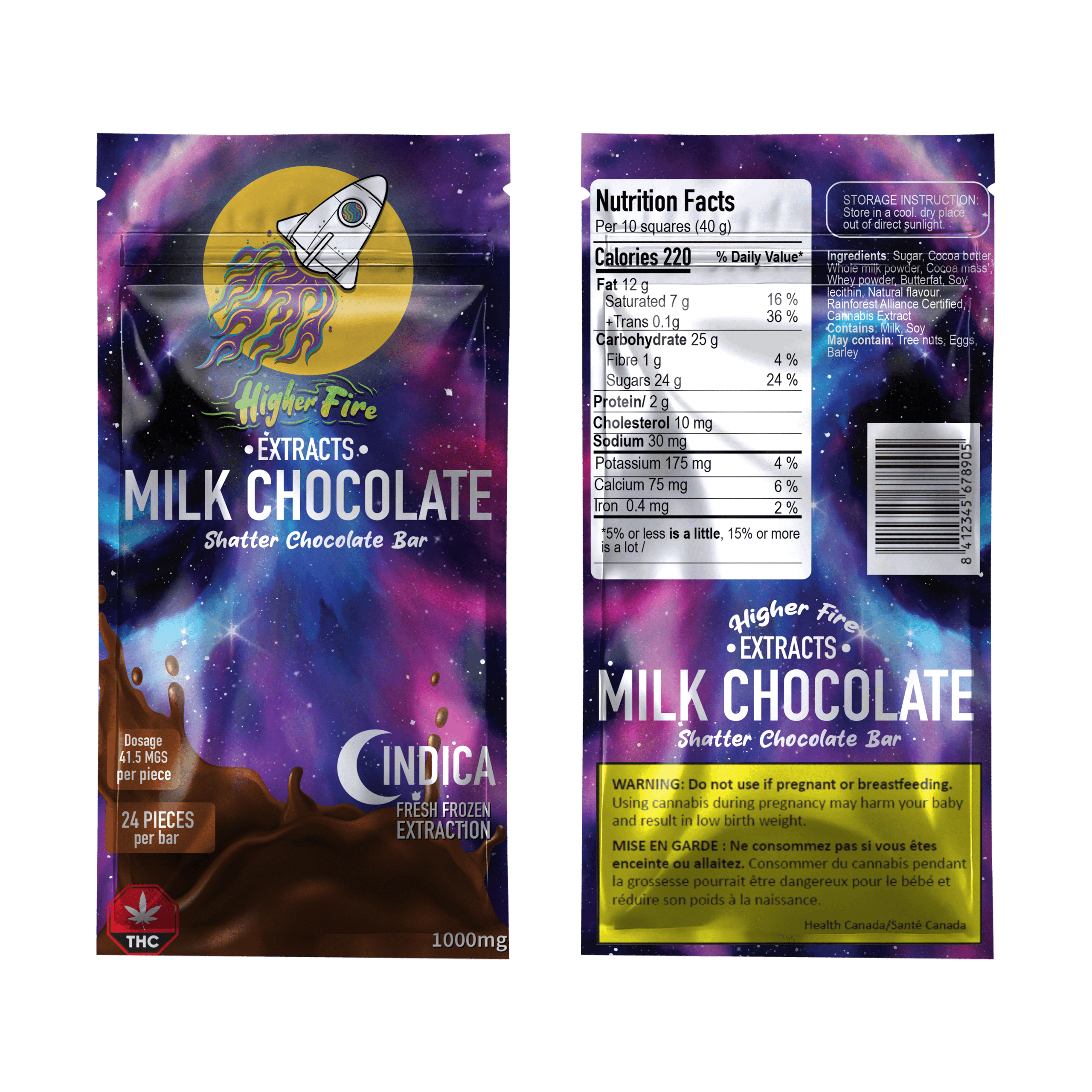 Higher Fire Extracts - Shatter Chocolate Bar - Milk Chocolate 1000mg THC (Indica) - West Coast Cannabis Higher Fire Extracts - Shatter Chocolate Bar - Milk Chocolate 1000mg THC (Indica) - West Coast Cannabis