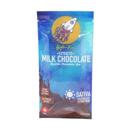Higher Fire Extracts - Shatter Chocolate Bar - Milk Chocolate 2000mg THC (Sativa) - West Coast Cannabis
