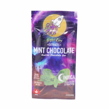 Higher Fire Extracts - Shatter Chocolate Bar - Mint 2000mg THC (Indica) - West Coast Cannabis