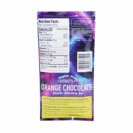 Higher Fire Extracts - Shatter Chocolate Bar - Orange 1000mg THC (Indica) - West Coast Cannabis