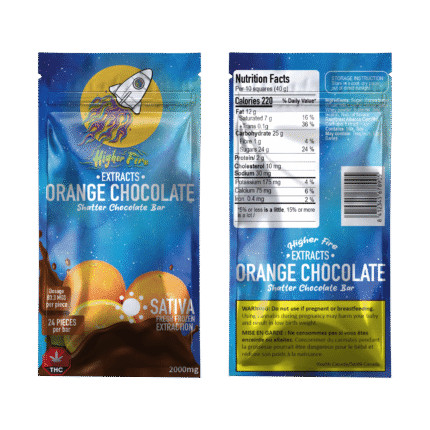Higher Fire Extracts - Shatter Chocolate Bar - Orange 2000mg THC (Sativa) - West Coast Cannabis