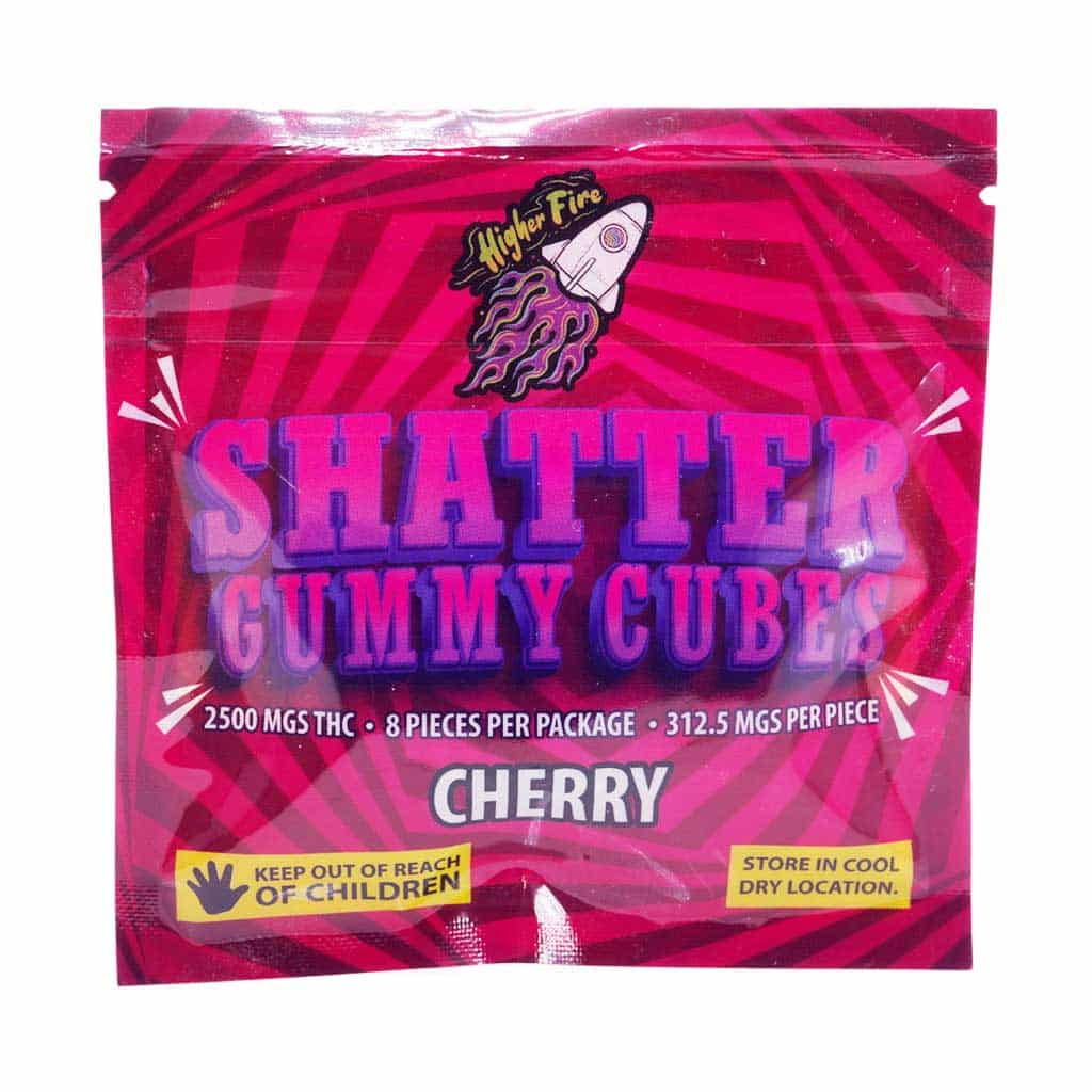 Higher Fire Extracts - Shatter Gummy Cubes - Cherry 2500mg THC - West Coast Cannabis Higher Fire Extracts - Shatter Gummy Cubes - Cherry 2500mg THC - West Coast Cannabis