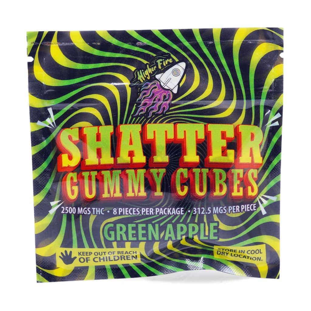 Higher Fire Extracts - Shatter Gummy Cubes - Green Apple 2500mg THC - West Coast Cannabis Higher Fire Extracts - Shatter Gummy Cubes - Green Apple 2500mg THC - West Coast Cannabis