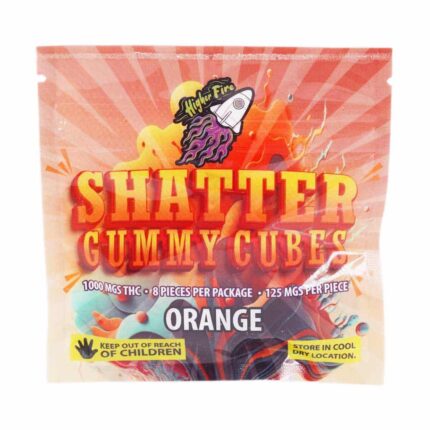 Higher Fire Extracts - Shatter Gummy Cubes - Orange 1000mg THC - West Coast Cannabis