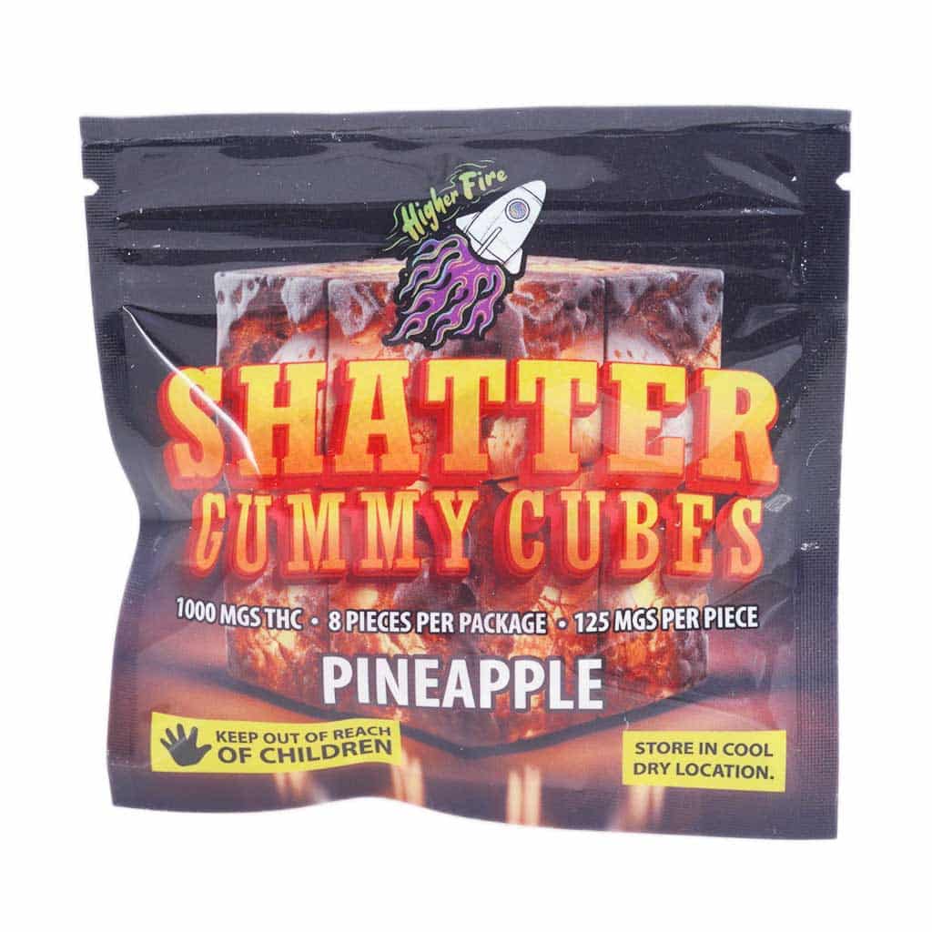 Higher Fire Extracts - Shatter Gummy Cubes - Pineapple 1000mg THC - West Coast Cannabis Higher Fire Extracts - Shatter Gummy Cubes - Pineapple 1000mg THC - West Coast Cannabis
