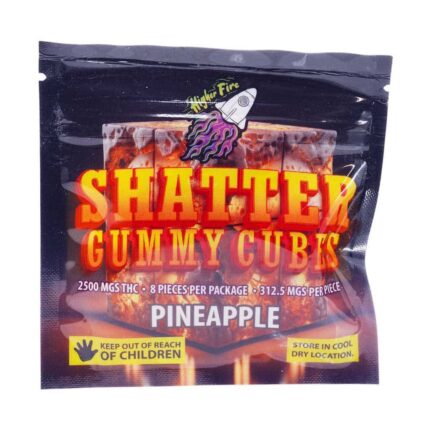 Higher Fire Extracts - Shatter Gummy Cubes - Pineapple 2500mg THC - West Coast Cannabis