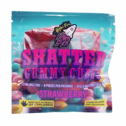Higher Fire Extracts - Shatter Gummy Cubes - Strawberry 2500mg THC - West Coast Cannabis