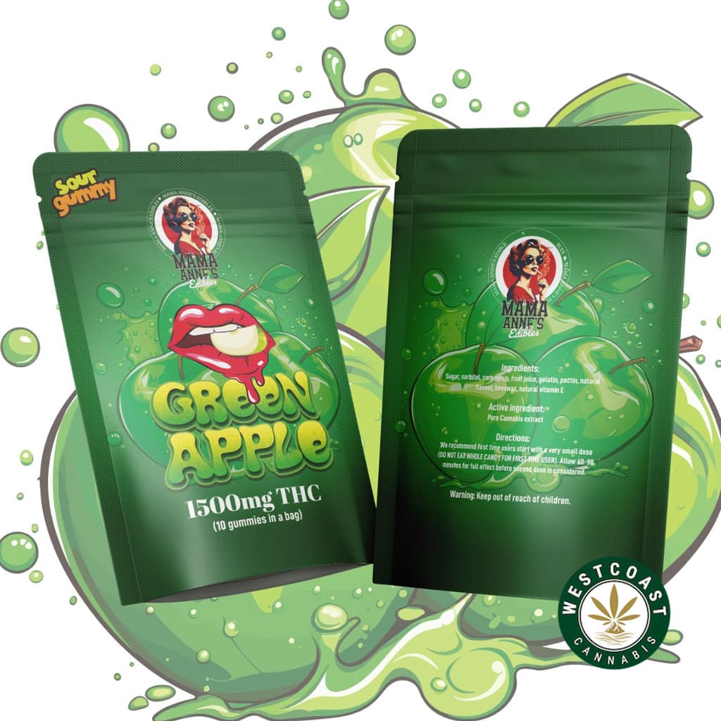 Mama Anne's Edibles - Green Apple Gummy - 1500mg THC - West Coast Cannabis Mama Anne's Edibles - Green Apple Gummy - 1500mg THC - West Coast Cannabis