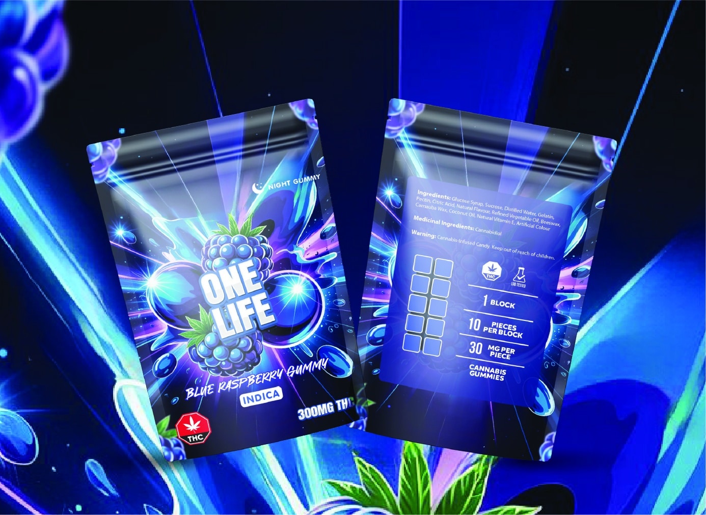 One Life Edibles - Blue Raspberry Gummy - 300mg THC (Indica) - West Coast Cannabis One Life Edibles - Blue Raspberry Gummy - 300mg THC (Indica) - West Coast Cannabis