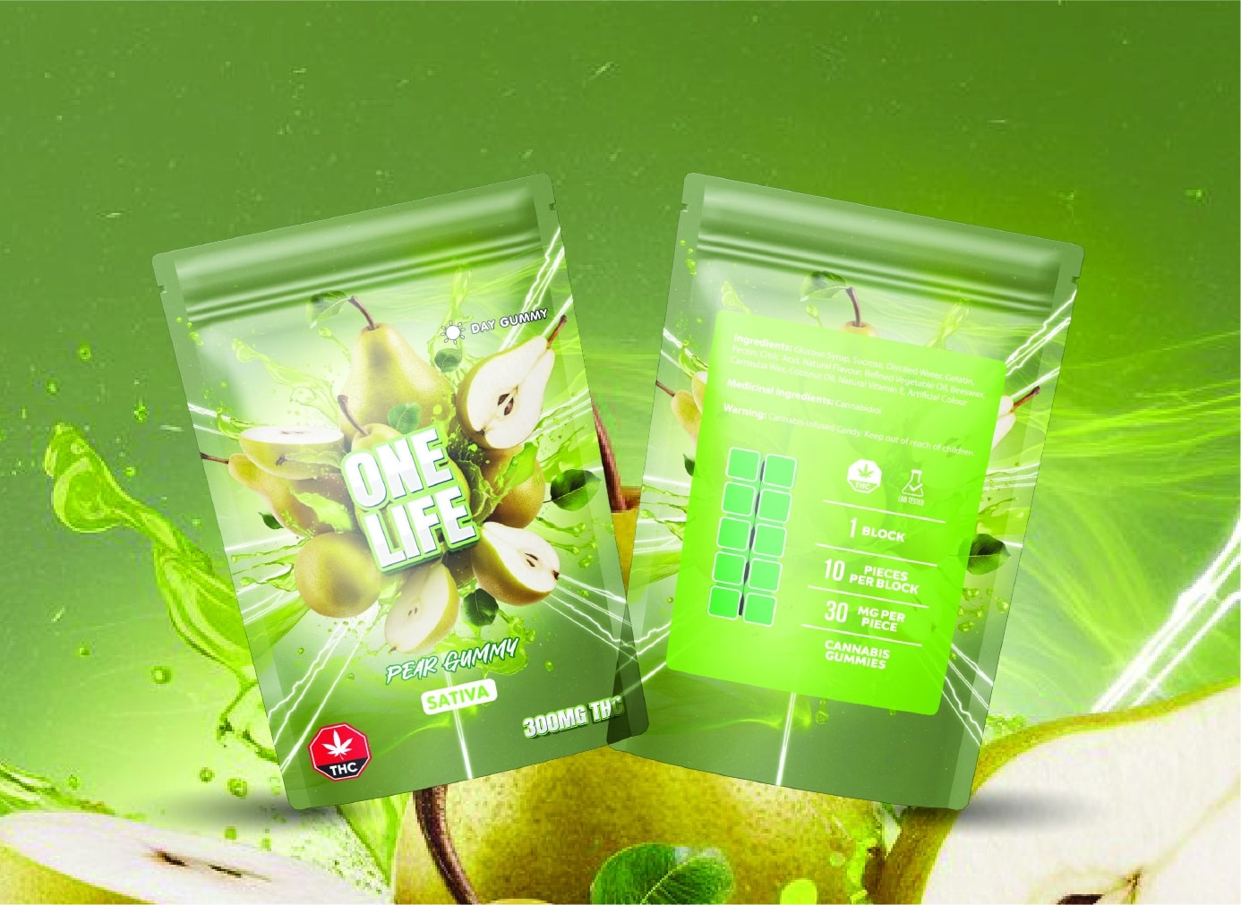 One Life Edibles - Pear Gummy - 300mg THC (Sativa) - West Coast Cannabis One Life Edibles - Pear Gummy - 300mg THC (Sativa) - West Coast Cannabis